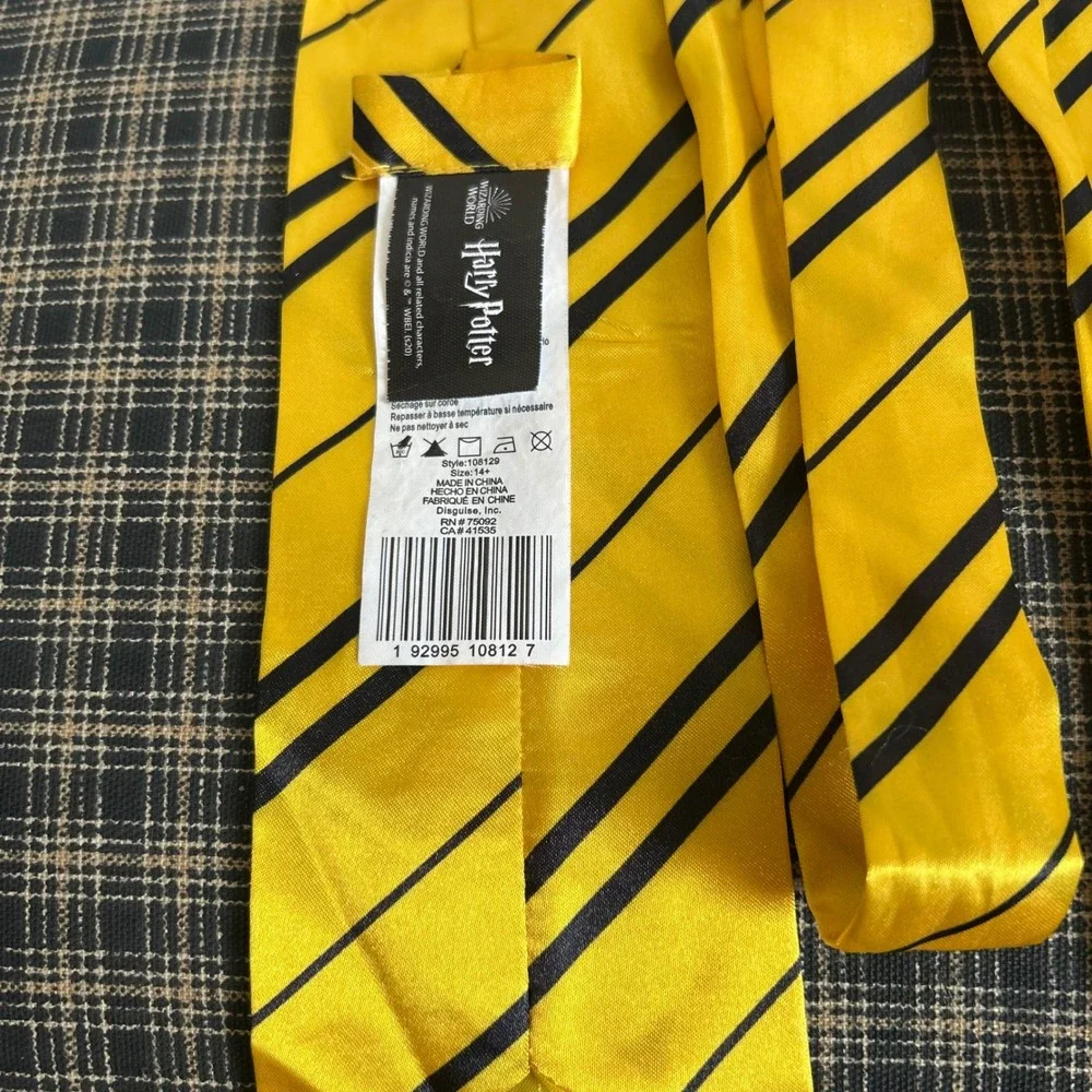 Harry Potter Hufflepuff Necktie Adult OS‎ Yellow Black Striped Wizarding World